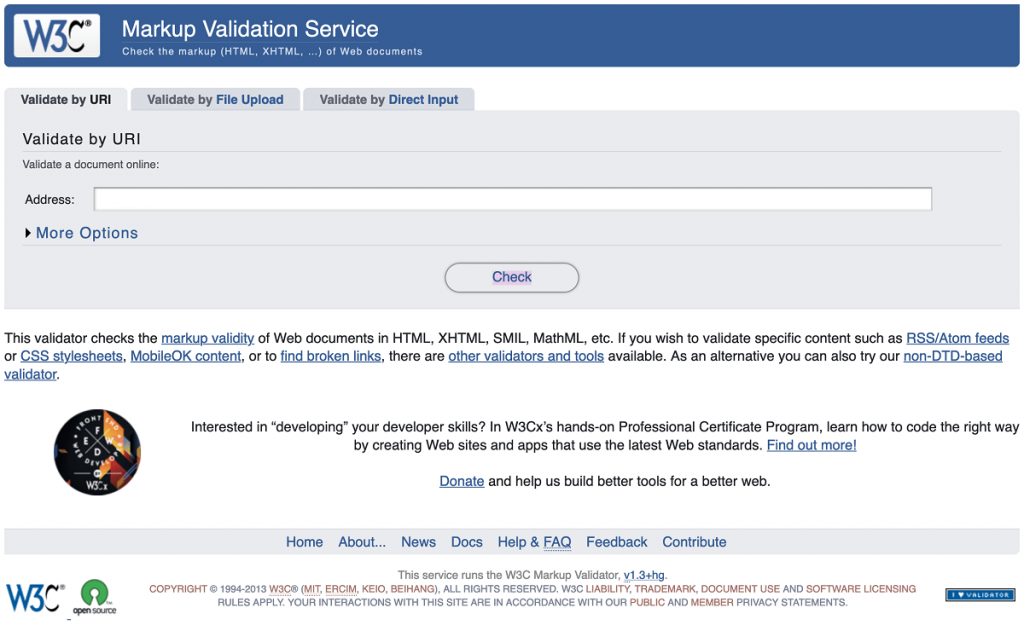 HTML文法チェックサイト「Markup Validation Service」